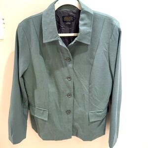 Pendleton Wool Blazer Jacket Size 16 Blue Green Made in El Salvador